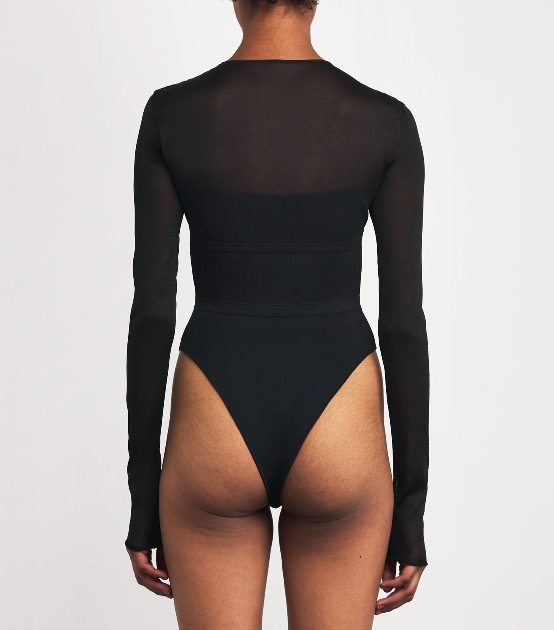 Nensi Dojaka Black Long-Sleeve Angular Bodysuit