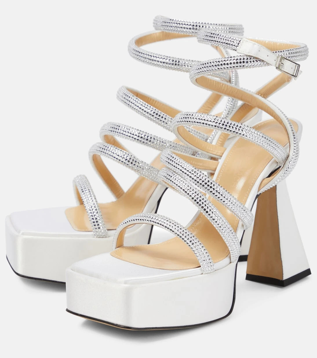 Mach & Mach - Sydney embellished satin platform sandals