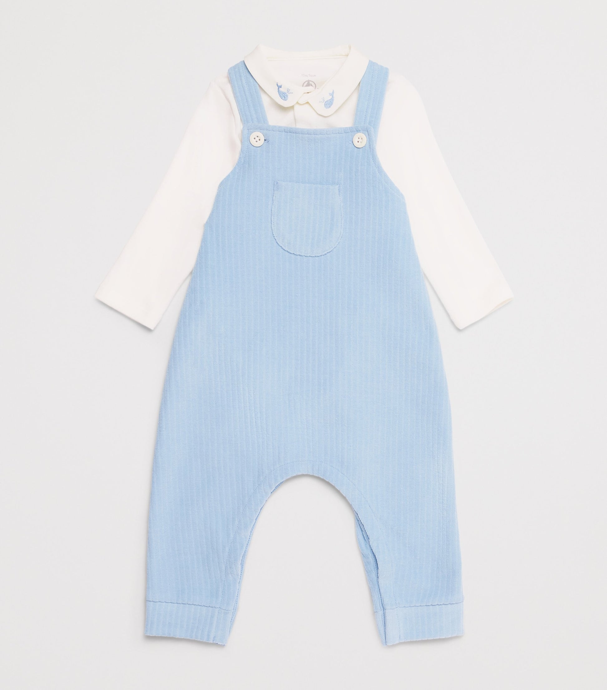 Petit Bateau Cotton Bodysuit and Dungarees Set (1-18 Months)