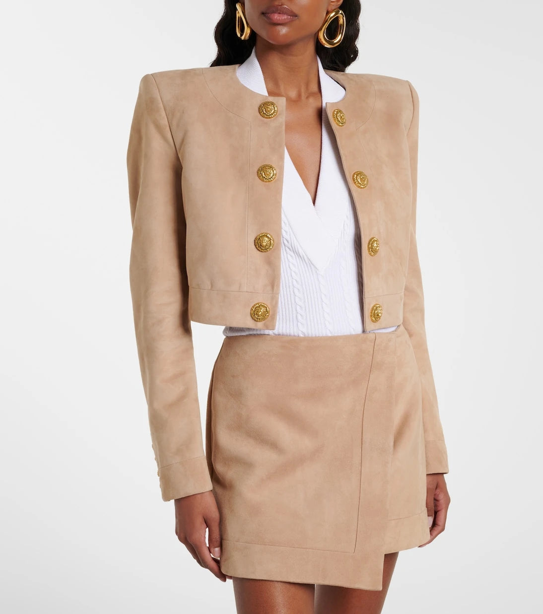 Balmain - Suede cropped jacket