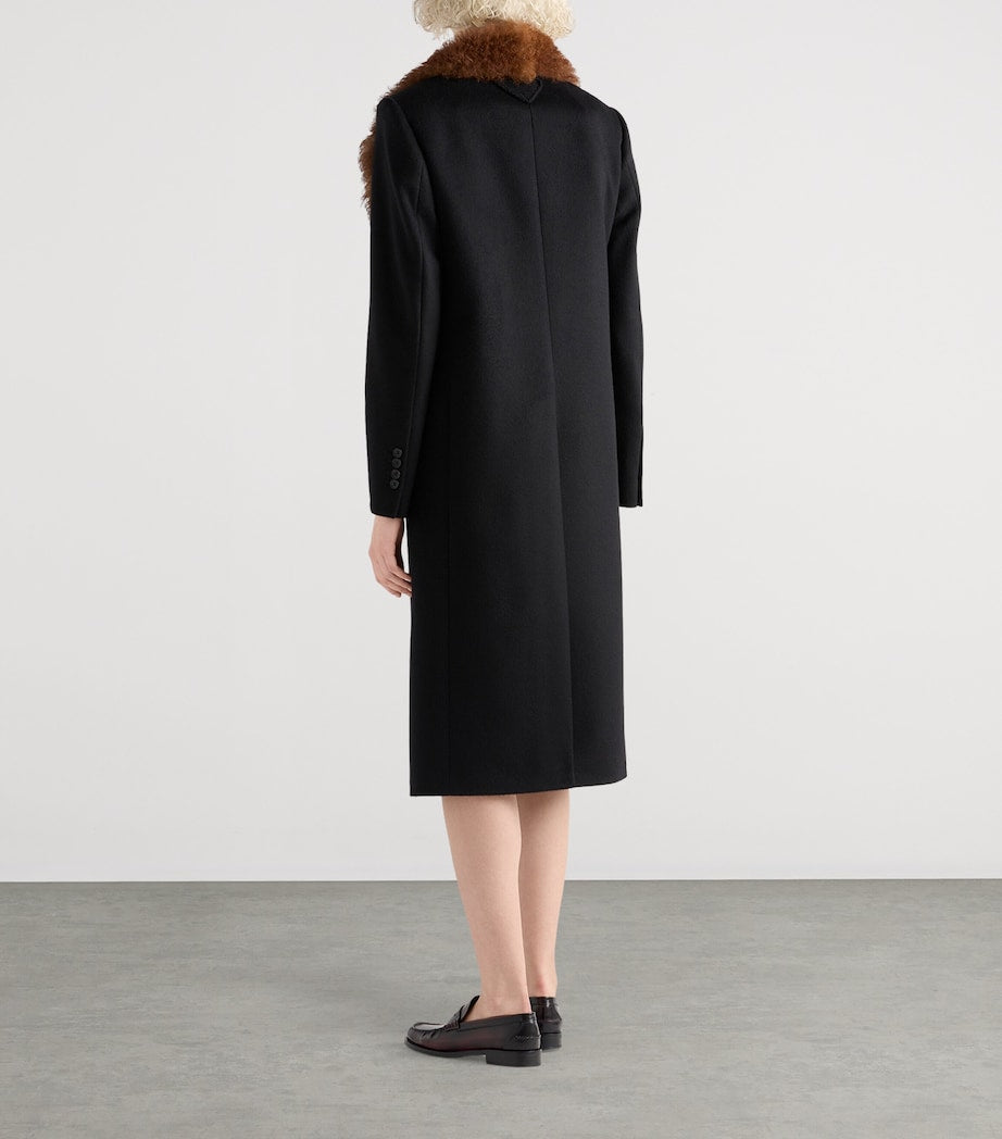 Prada Black Cashmere Double-Breasted Coat
