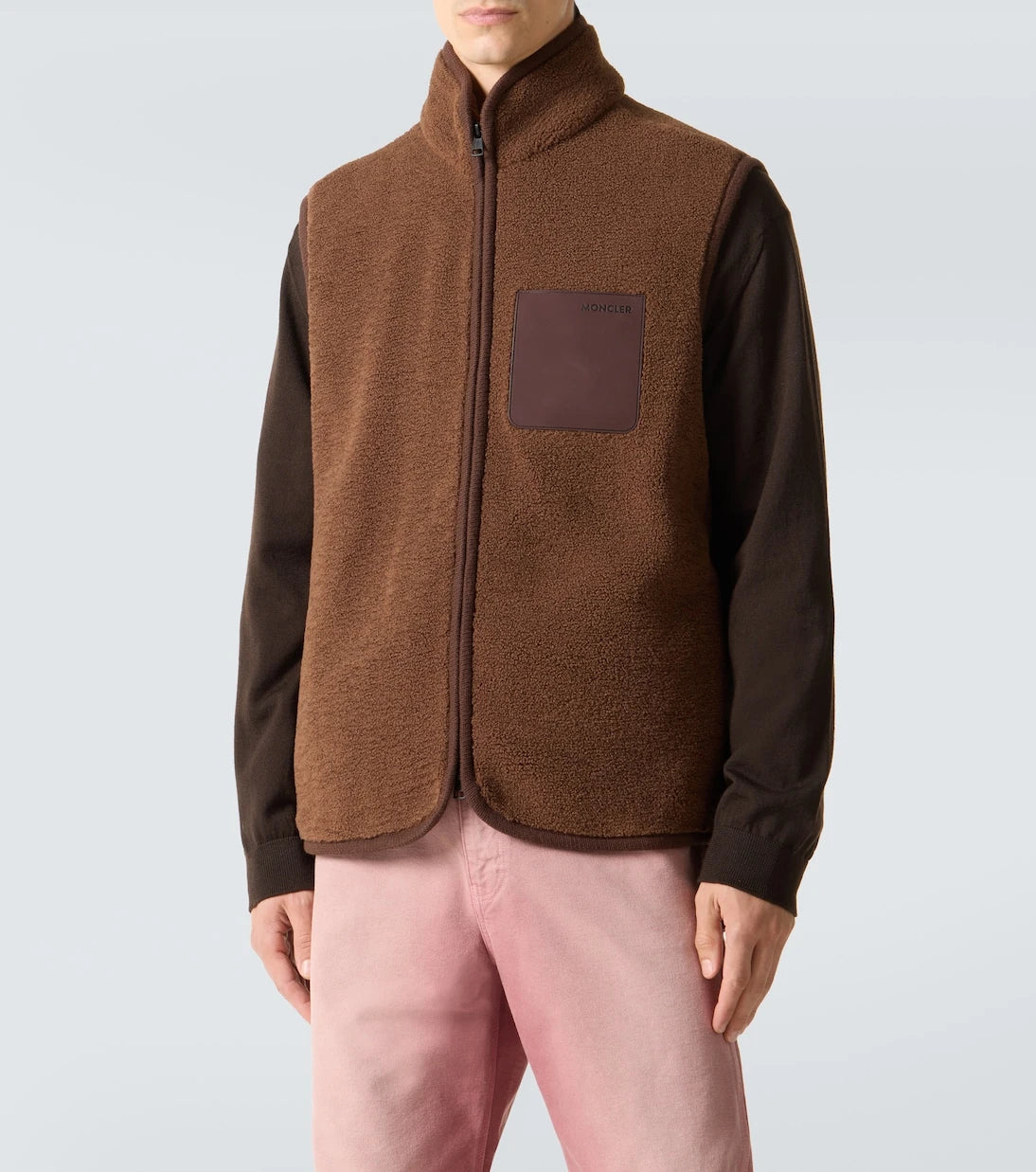 Moncler - Leather-trimmed teddy vest