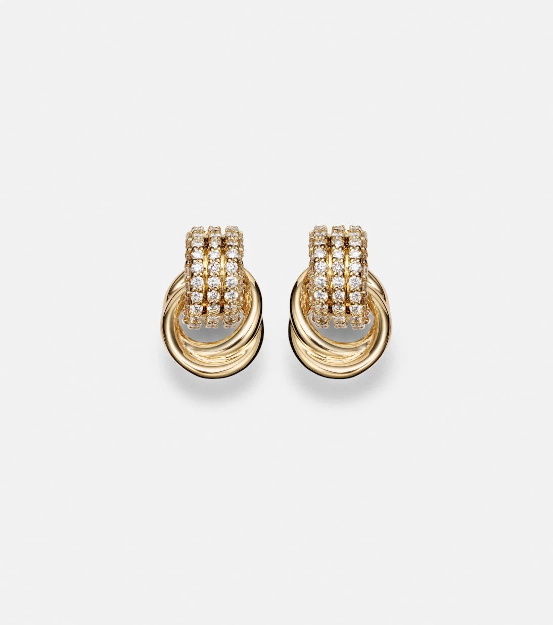 Stone and Strand - Forme Knot 14kt gold earrings with diamonds