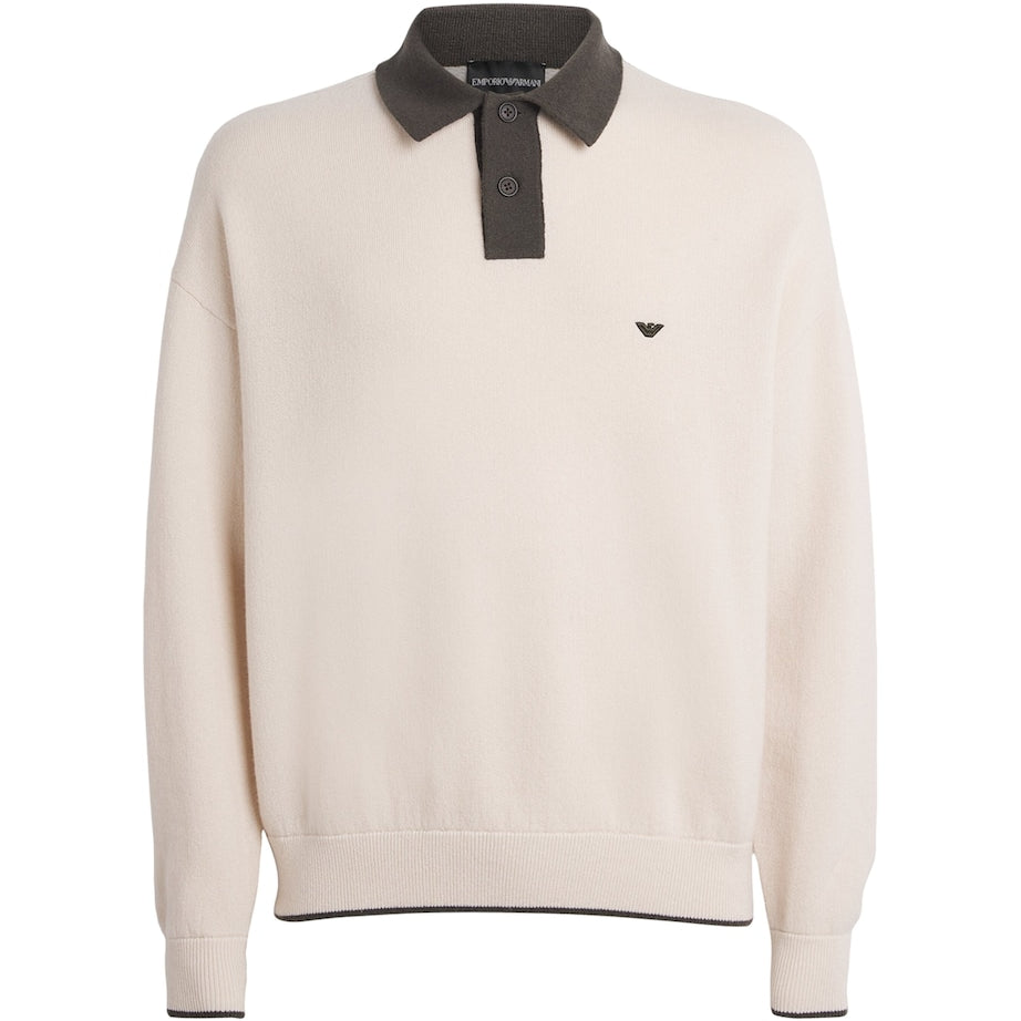 Emporio Armani Multi Virgin-Wool Logo Polo Sweater