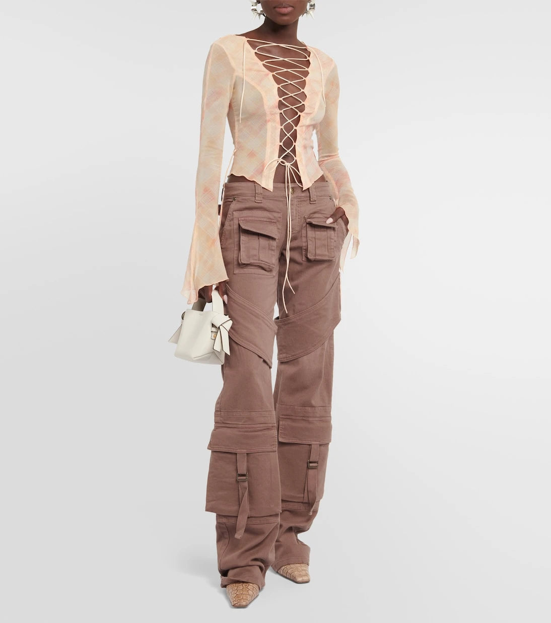 KNWLS - Lace-up silk-blend shirt