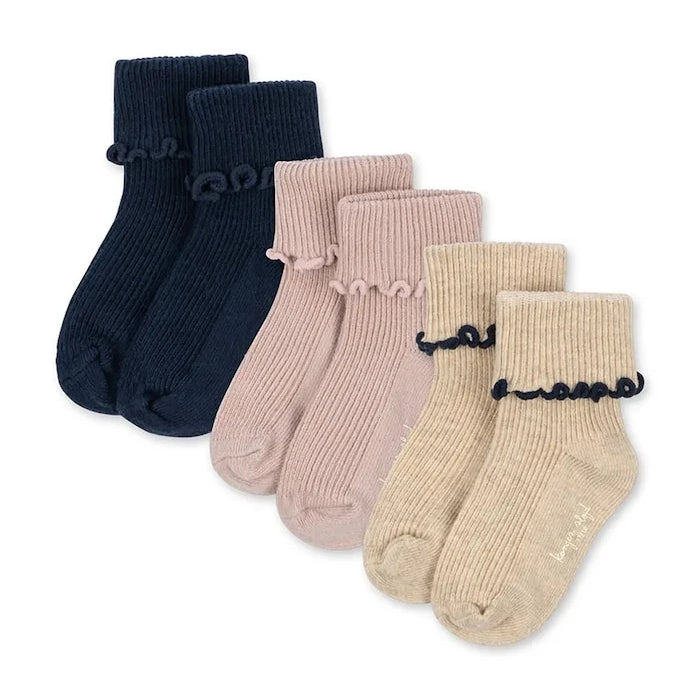 Детски чорапи Konges Sløjd 3 PACK RIB FRILL SOCKS (3 чифта)