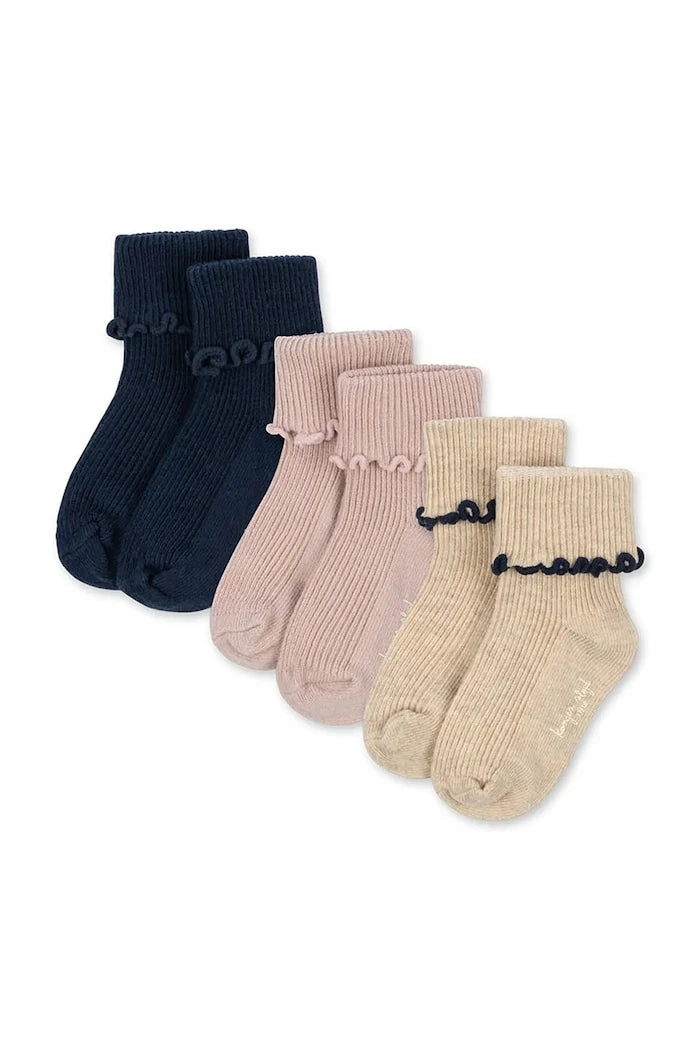 Детски чорапи Konges Sløjd 3 PACK RIB FRILL SOCKS (3 чифта)