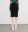Valentino Black Velvet Ruffled Pencil Skirt