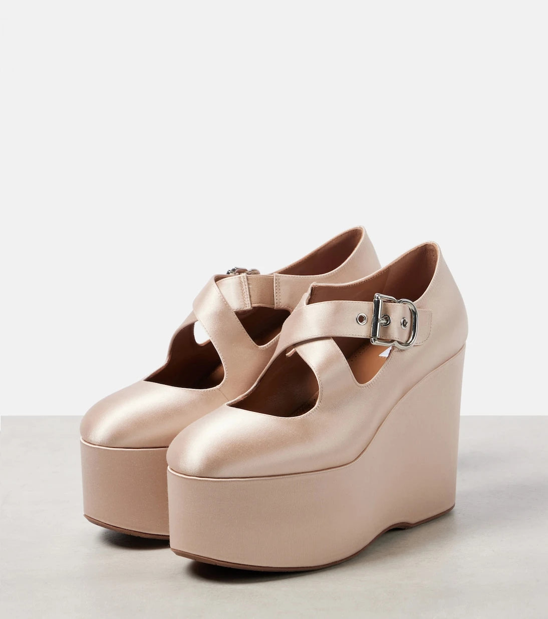 Alaïa - 110 satin platform wedges