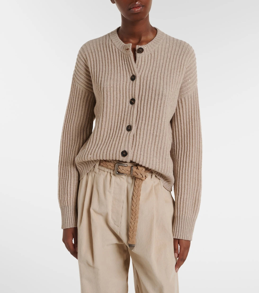 Brunello Cucinelli - Ribbed-knit cashmere and wool-blend cardigan