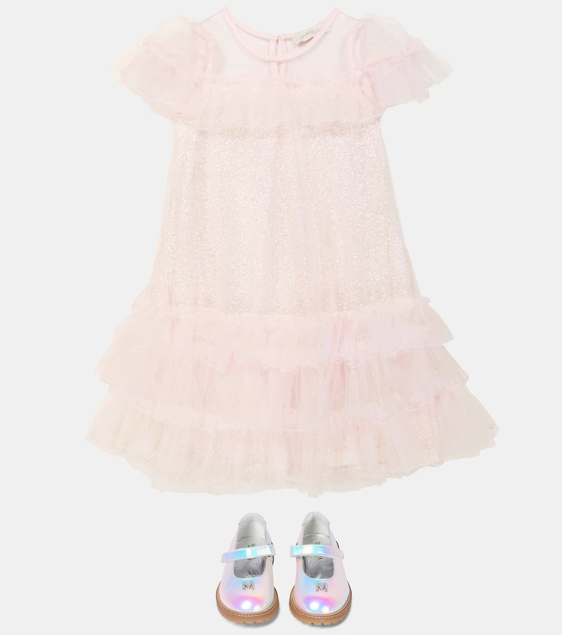 Monnalisa - Embellished tulle dress