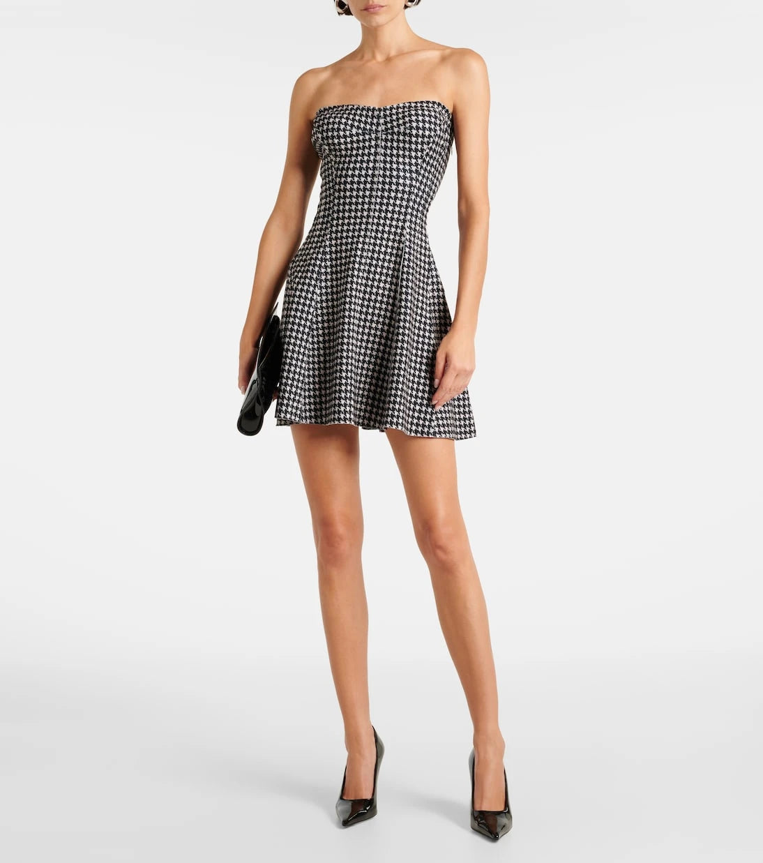 Norma Kamali - Strapless Grace houndstooth minidress