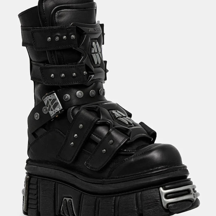 Кожени боти New Rock CRUST NEGRO, TOWER NEGRO E14 ACERO
