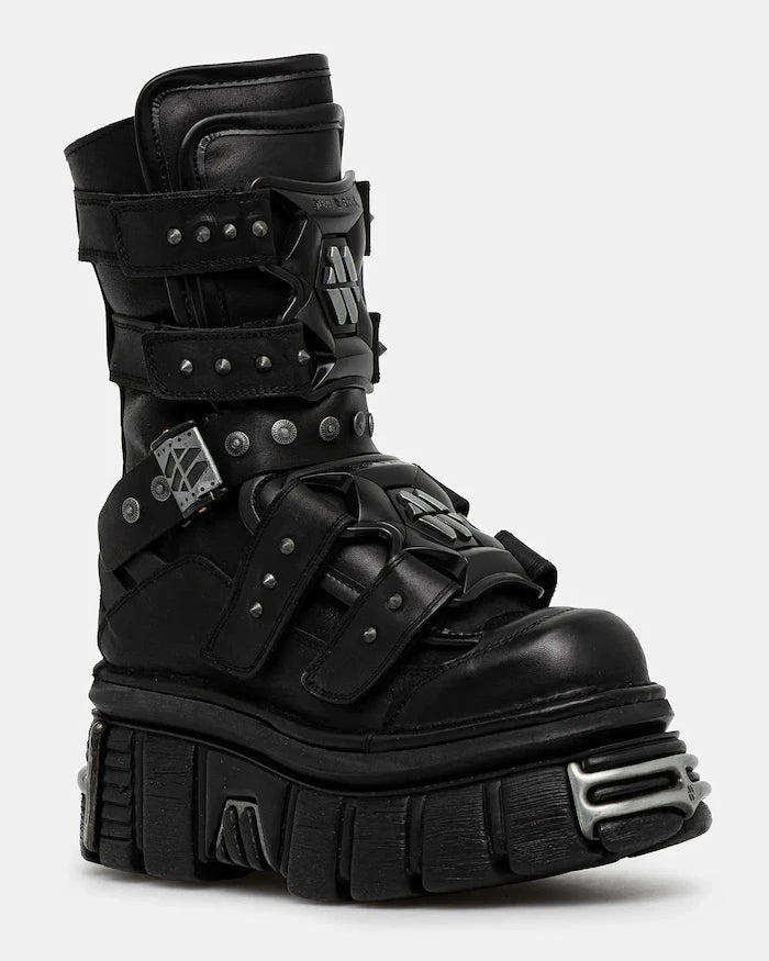 Кожени боти New Rock CRUST NEGRO, TOWER NEGRO E14 ACERO