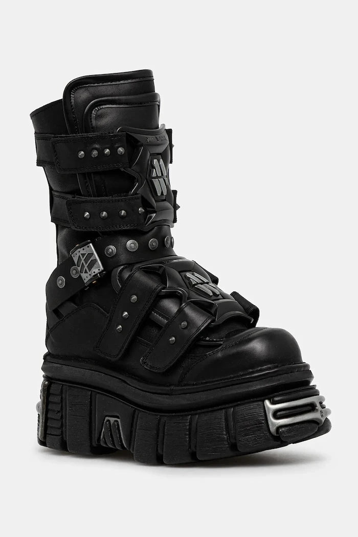 Кожени боти New Rock CRUST NEGRO, TOWER NEGRO E14 ACERO