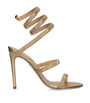 René Caovilla Gold Leather Serpent Heeled Sandals 105