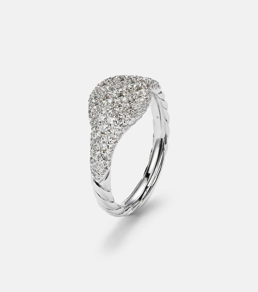 David Yurman - 18kt white gold pinky ring with diamonds