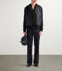 Prada Black Wool-Cashmere-Sleeve Zip-Up Hoodie