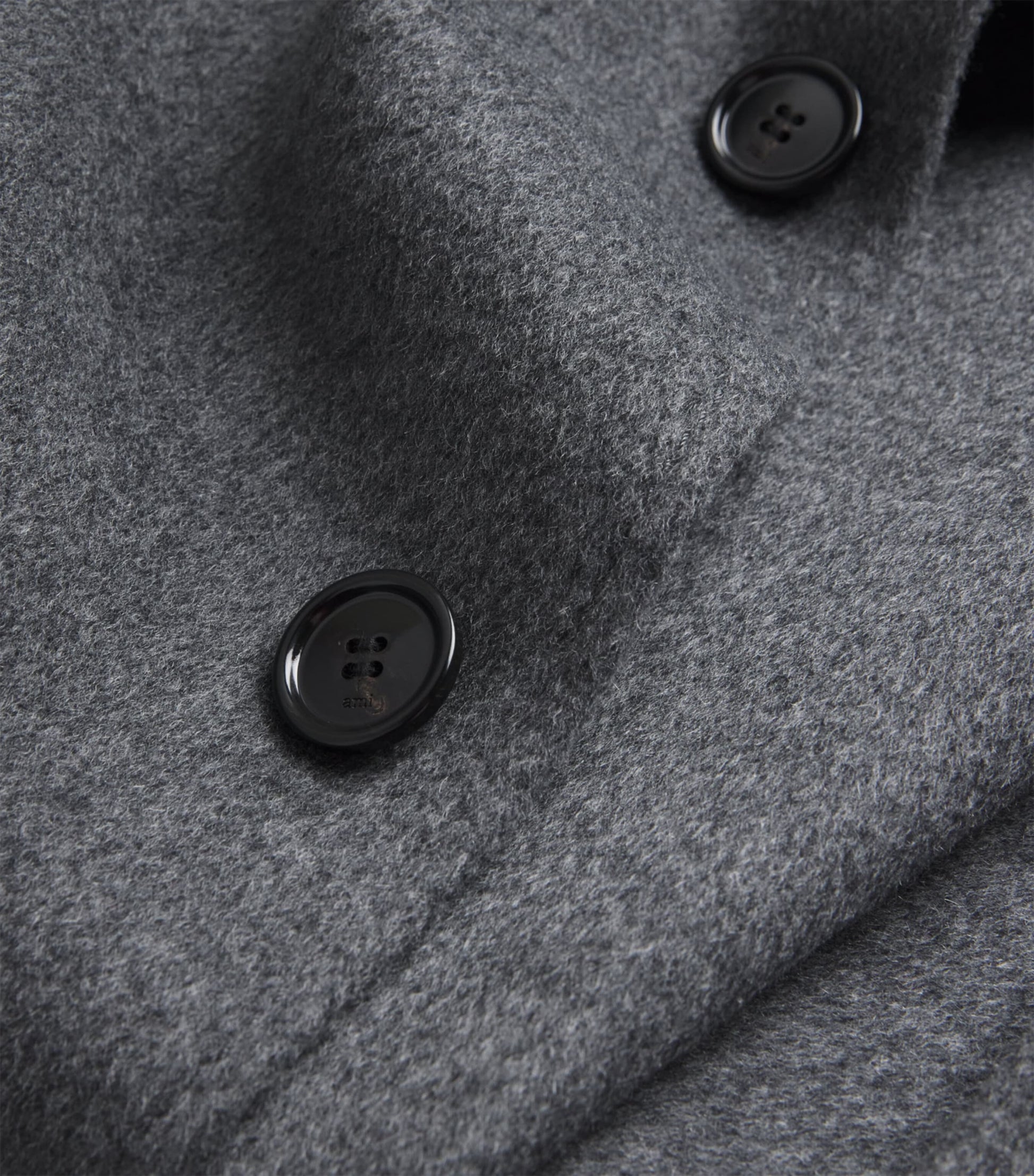AMI Paris Black Wool-Cashmere Overcoat