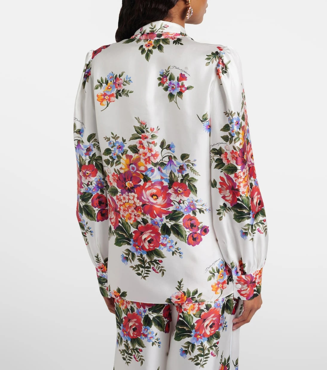 Dolce&Gabbana - Floral tie-neck silk blouse