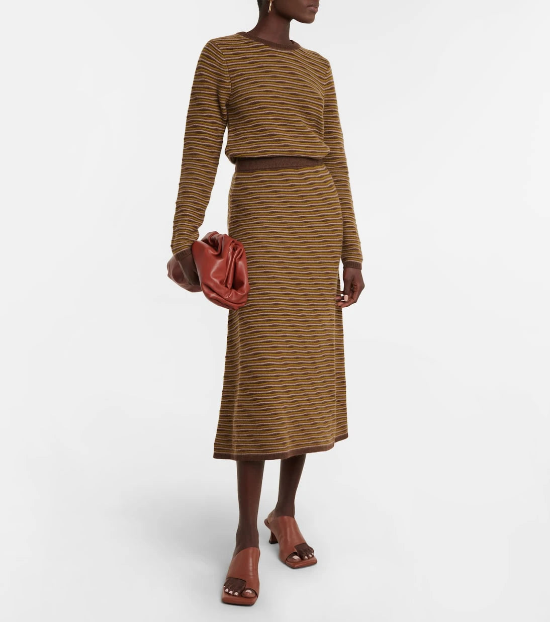CO - Striped cashmere midi skirt