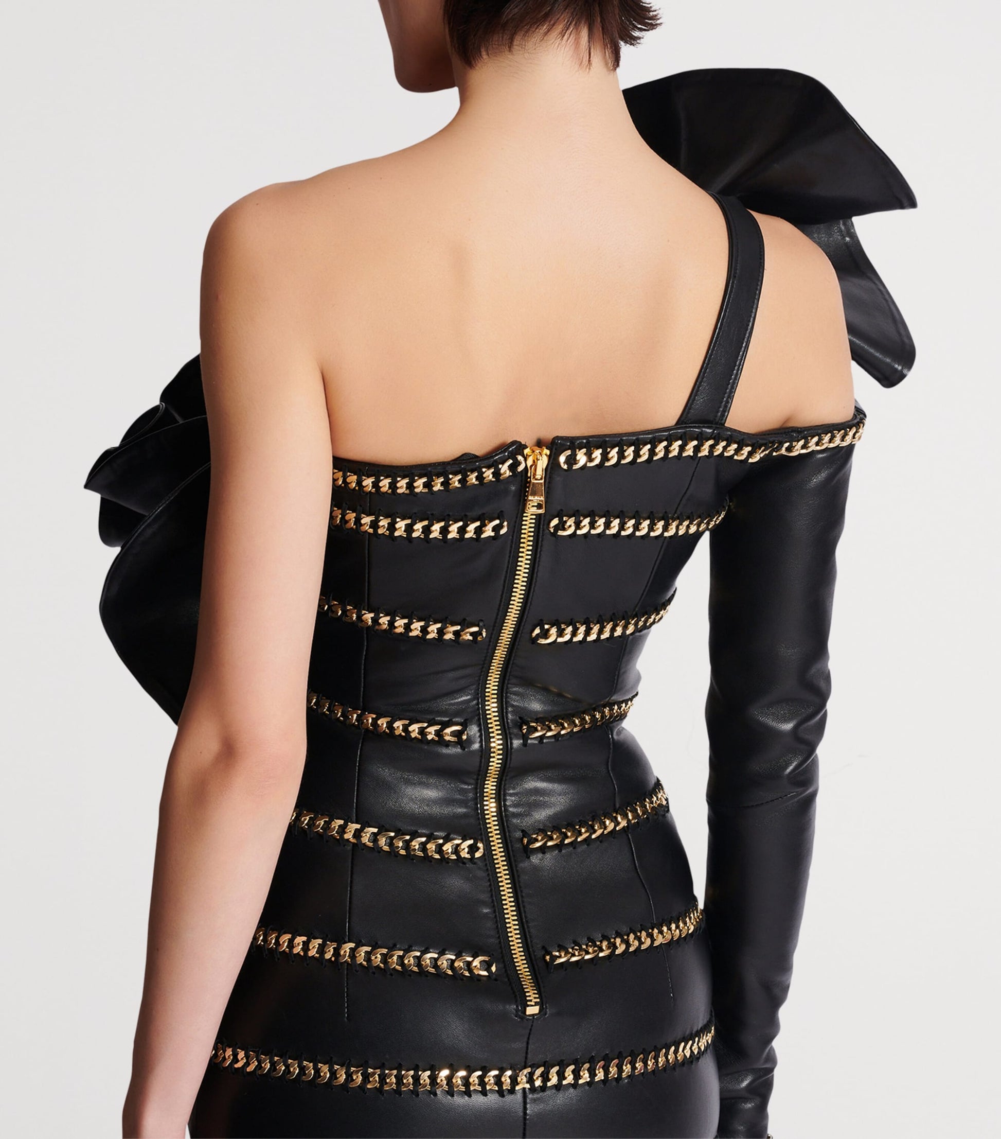 Black Leather Chain Mini Dress