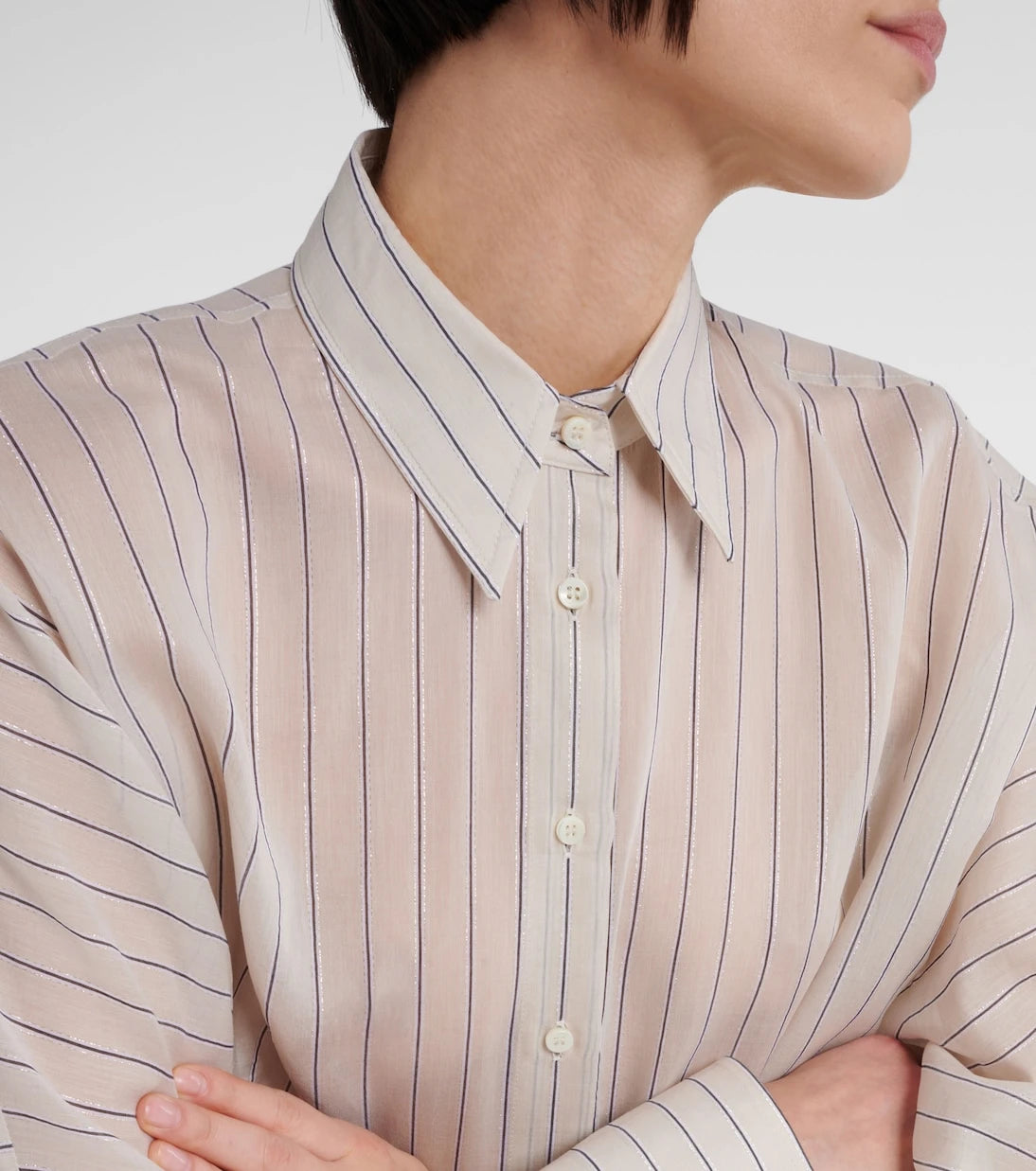 Brunello Cucinelli - Cotton-blend lamé shirt