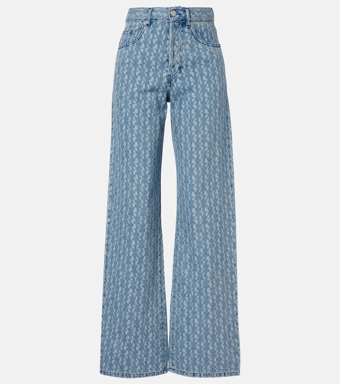 Dries Van Noten - بنطلون جينز مطبوع بقصة أرجل واسعة