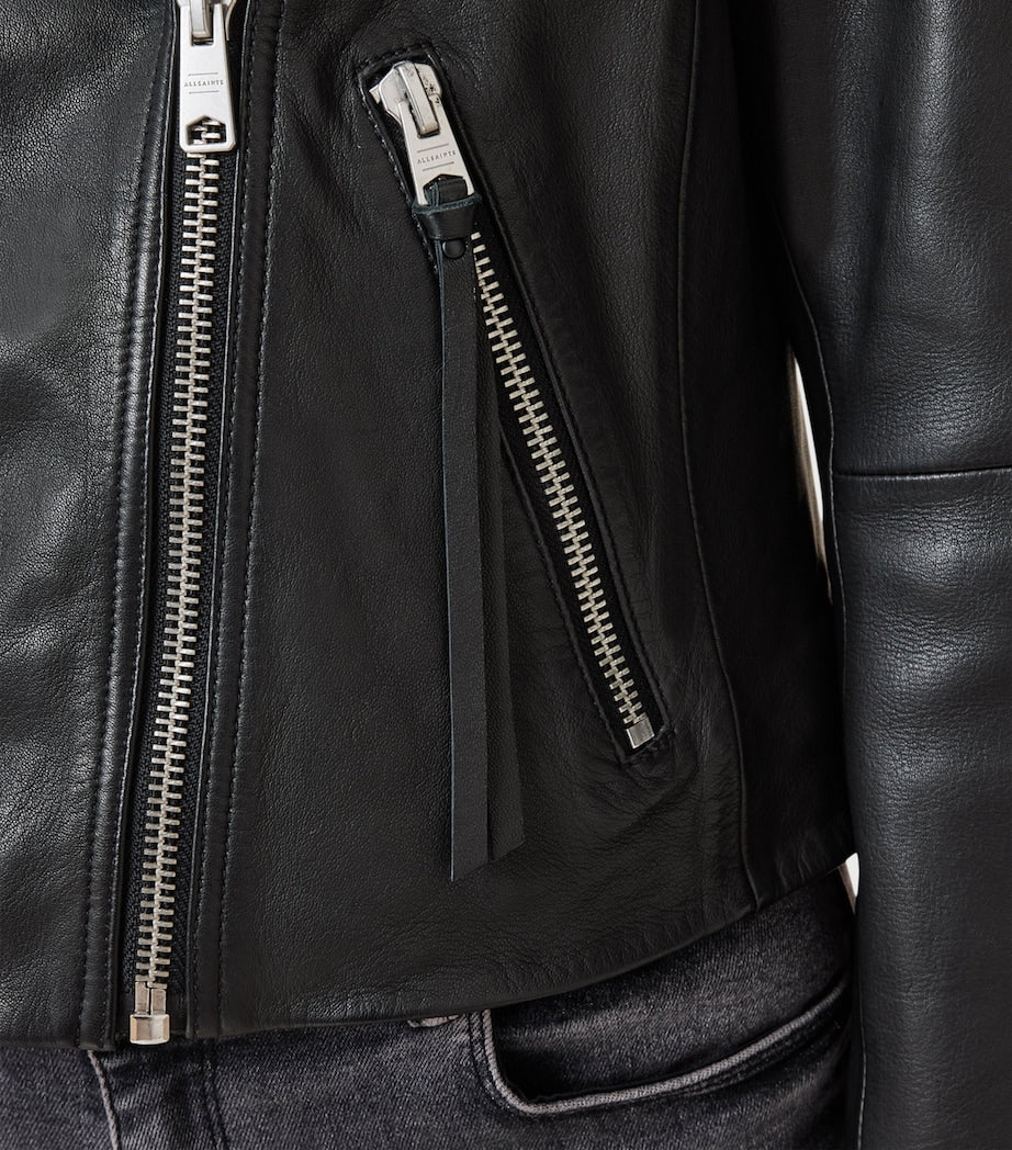 AllSaints Black Leather Dalby Biker Jacket