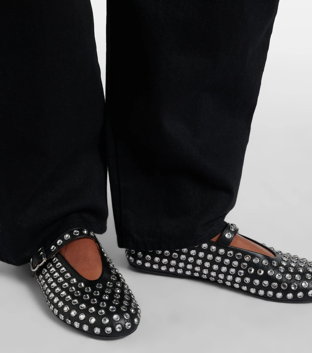 Alaïa - Embellished leather ballet flats
