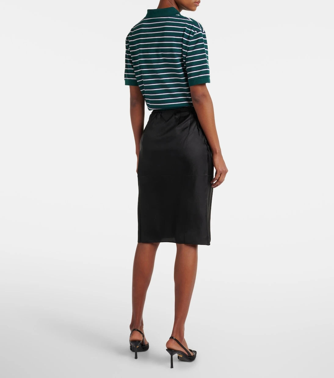 Prada - Silk twill midi skirt