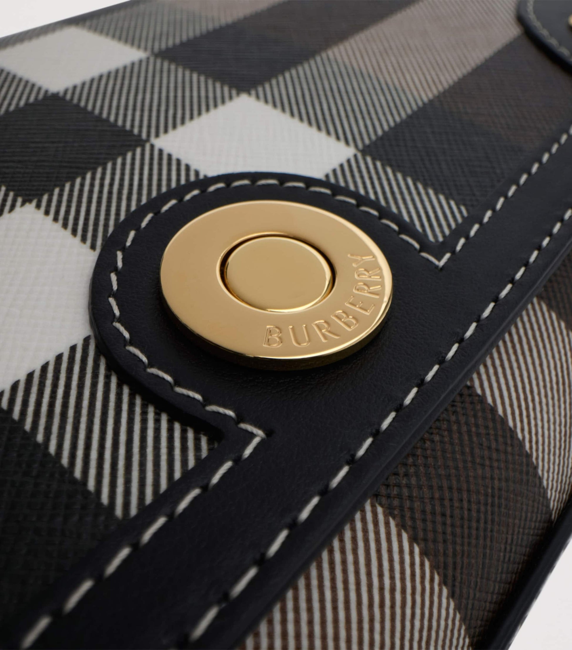 Brown Check Top-Handle Bag