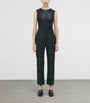 McQueen Blue Wool Tartan Tailored Trousers