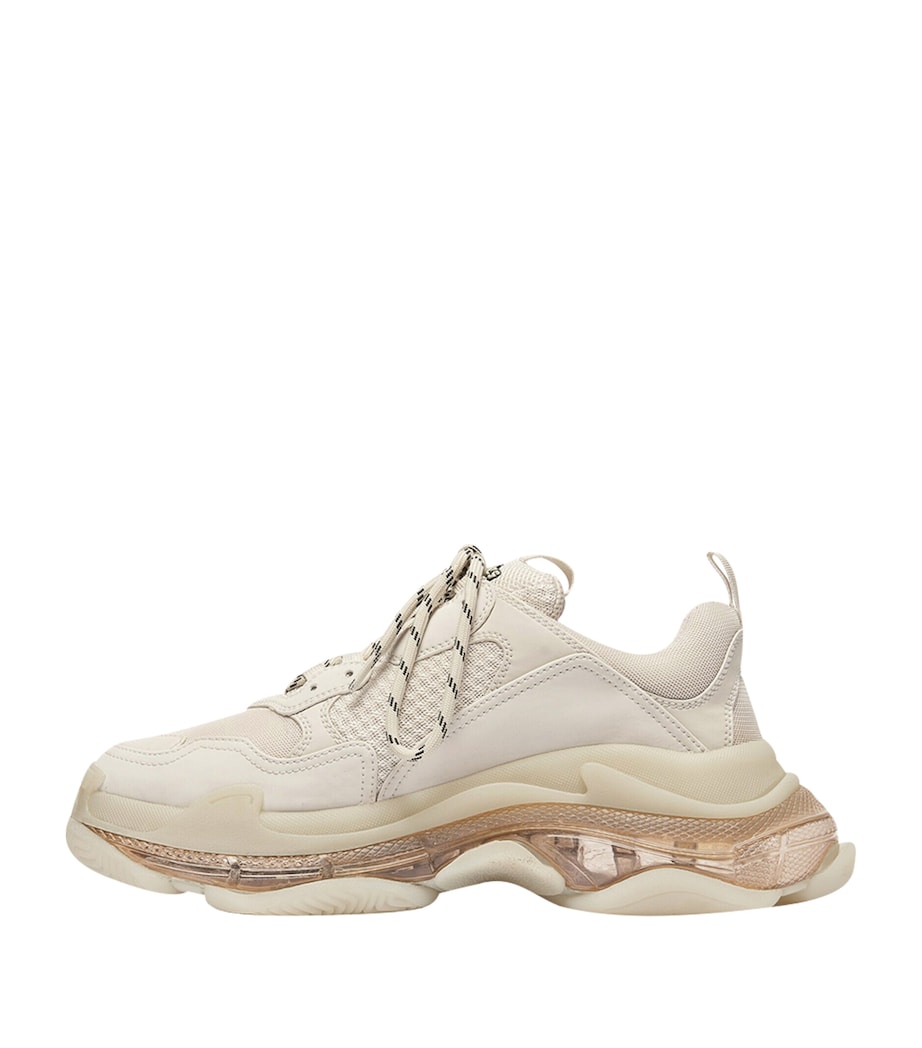 Balenciaga Beige Triple S Clear Sole Sneakers