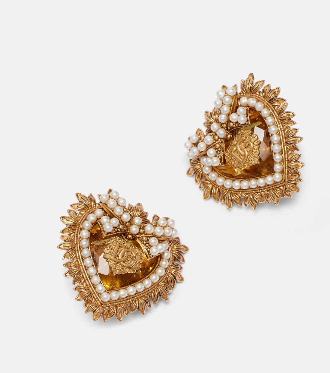 Dolce&Gabbana - Devotion embellished clip-on earrings