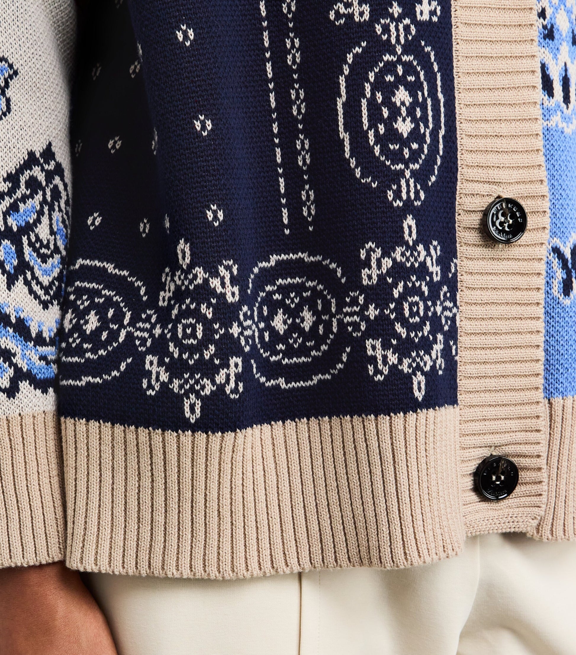 Weekend Max Mara Blue Cotton Oversized Jacquard Cardigan