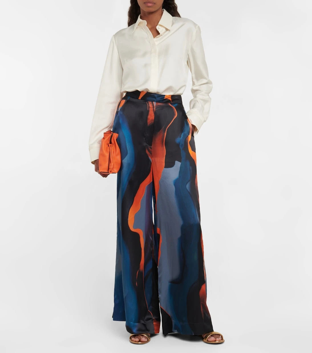 Roksanda - Calla printed wide-leg satin pants