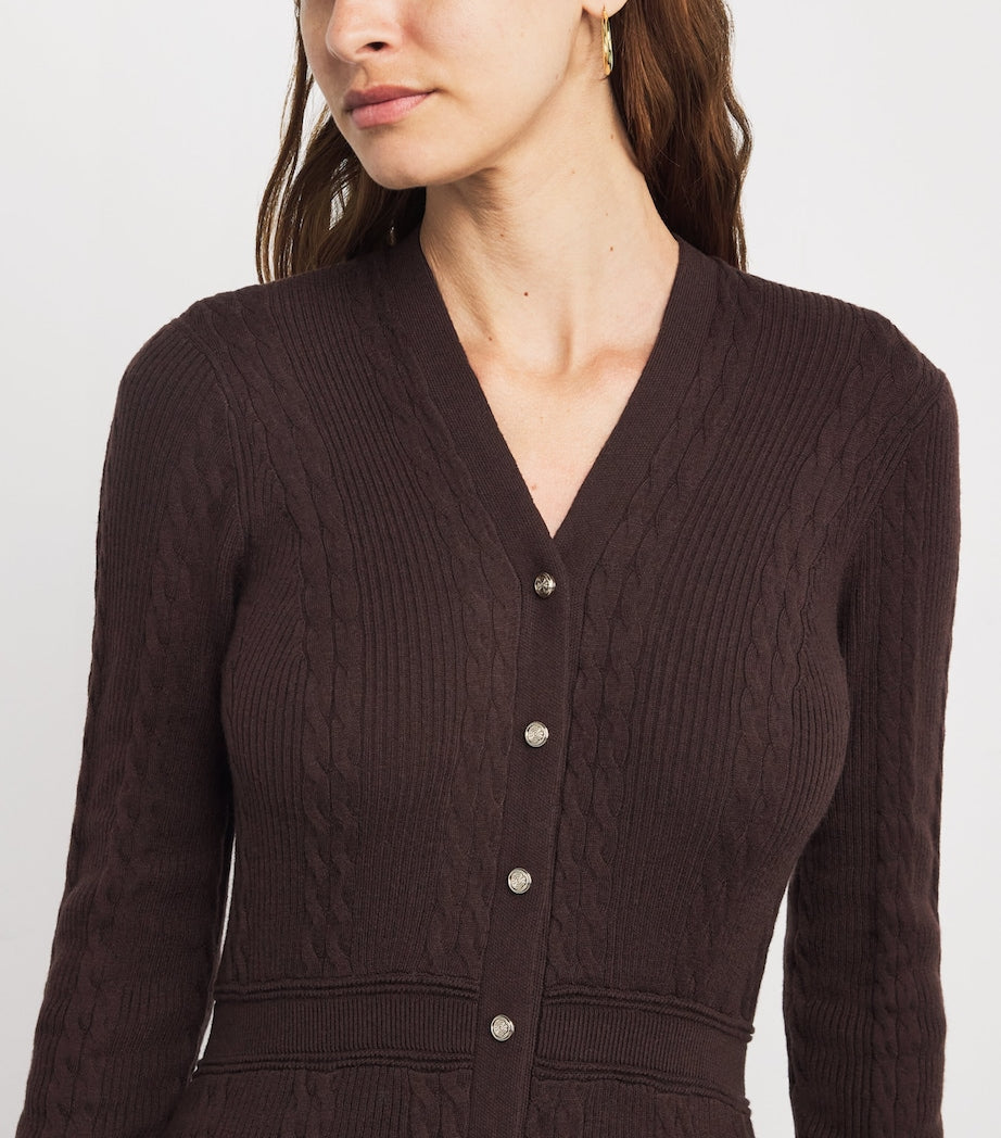 Maje Cable Knit Maxi Dress Brown