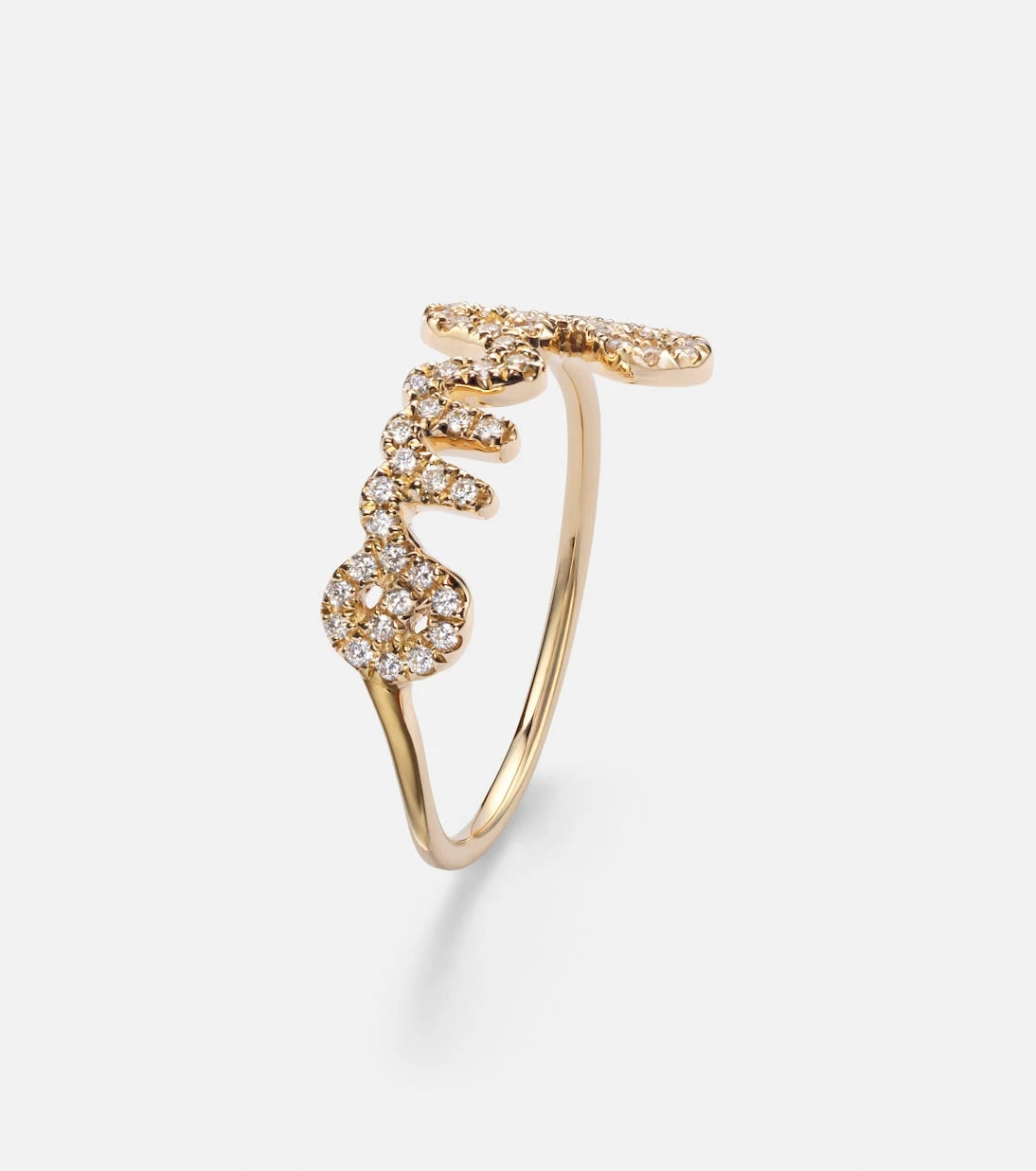 Sydney Evan - Omg Script 14kt gold ring with diamonds