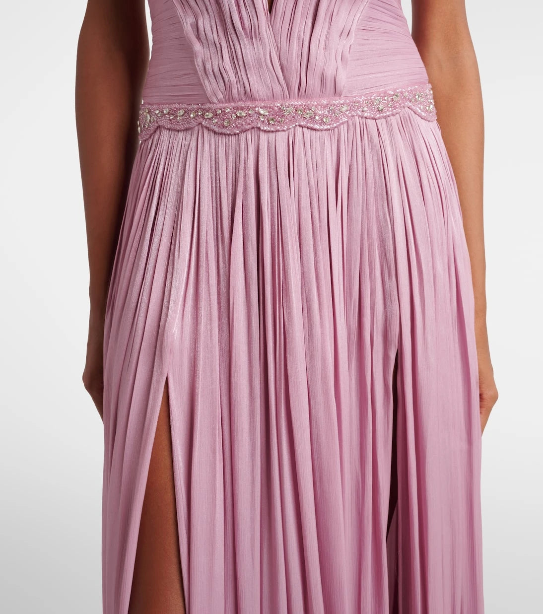 Costarellos - Juliette halterneck georgette lamé gown