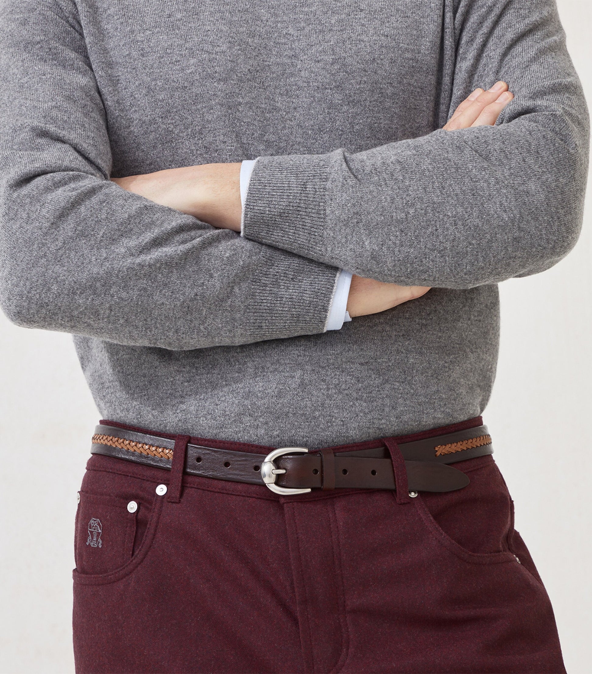 Leather Two-Tone Braided Belt