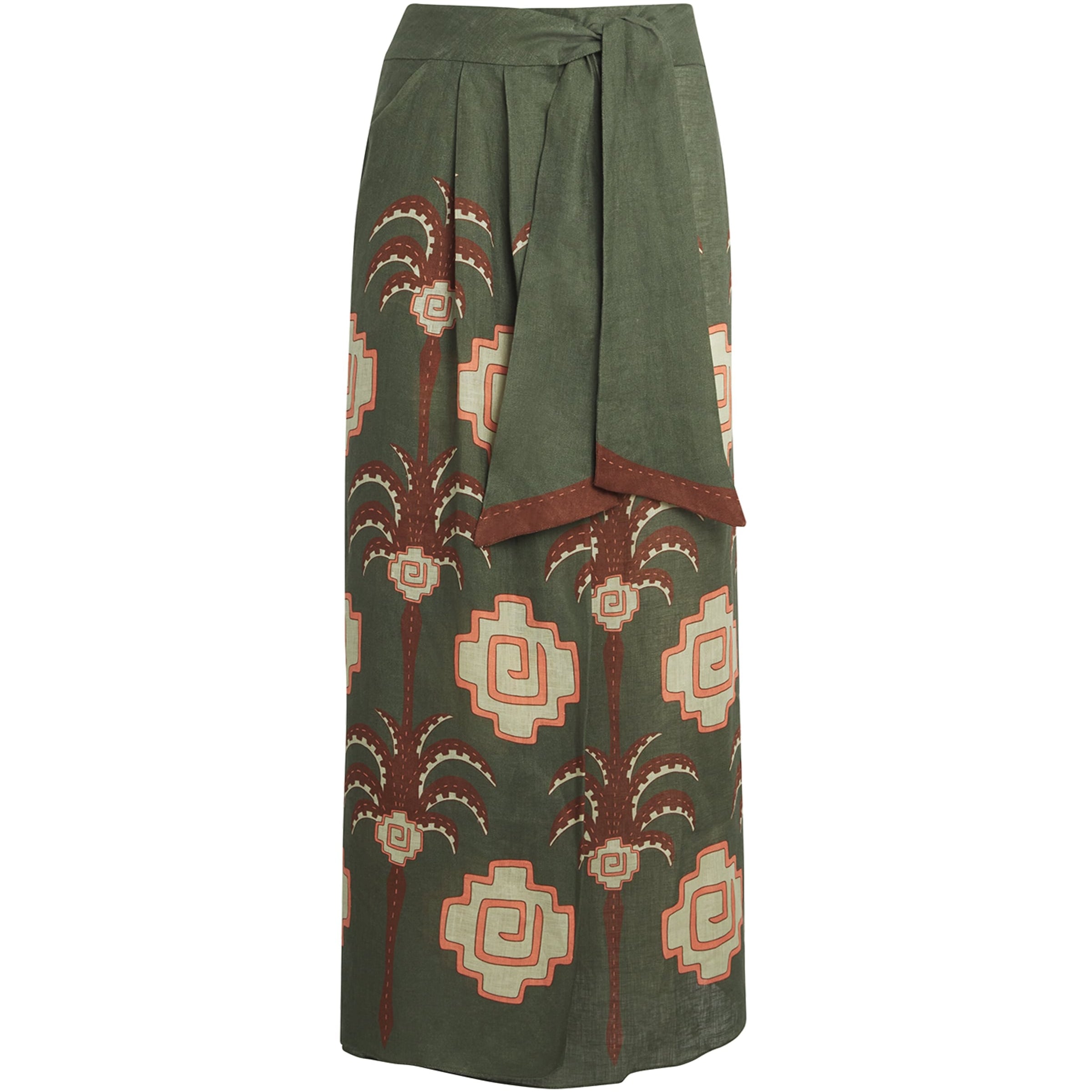 Johanna Ortiz Green Amazon Echoes Midi Skirt