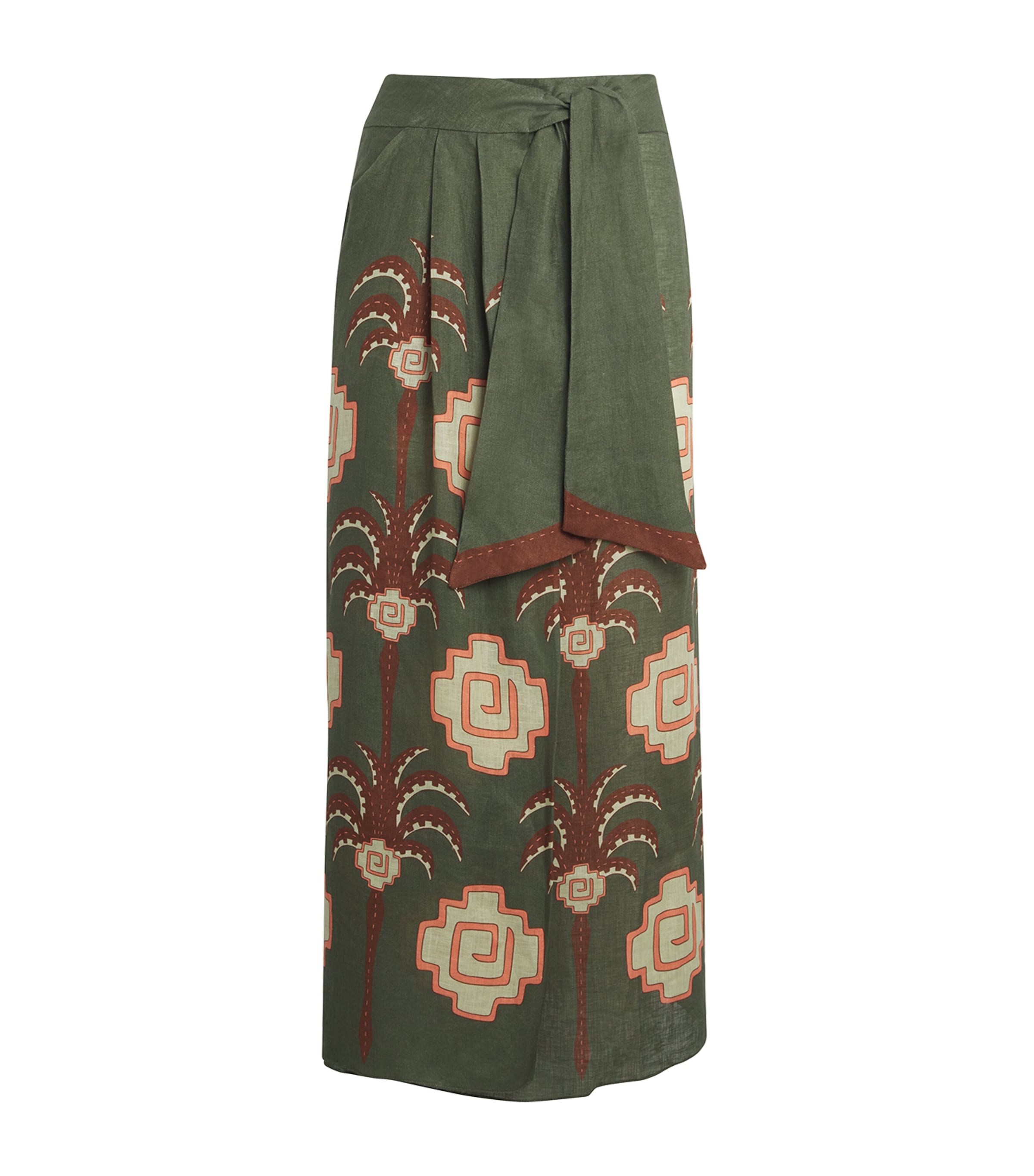 Johanna Ortiz Green Amazon Echoes Midi Skirt