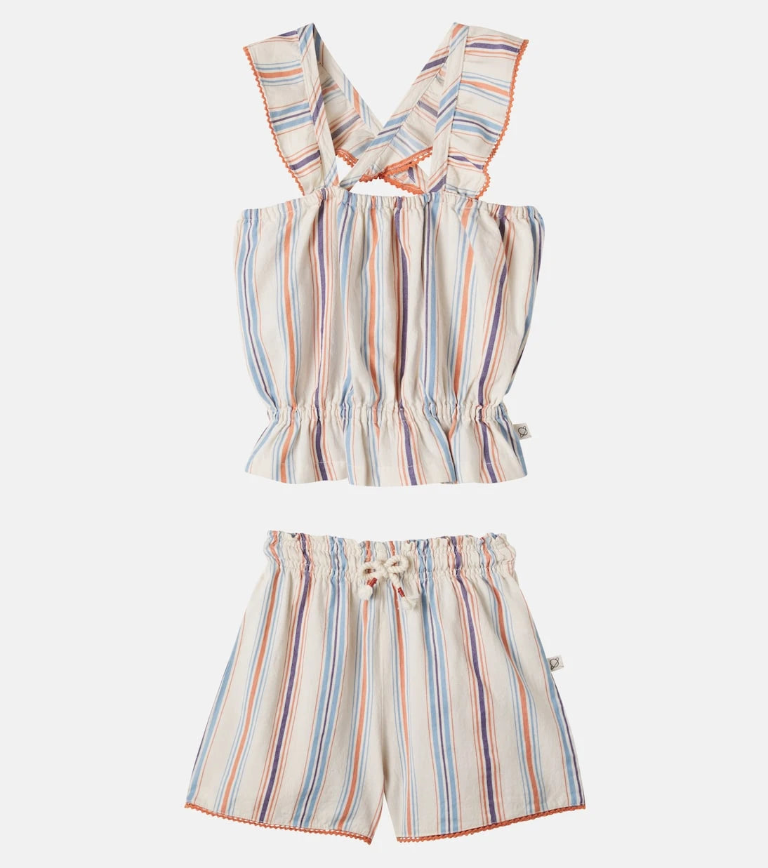 Cozmo - Ava striped cotton top and shorts set