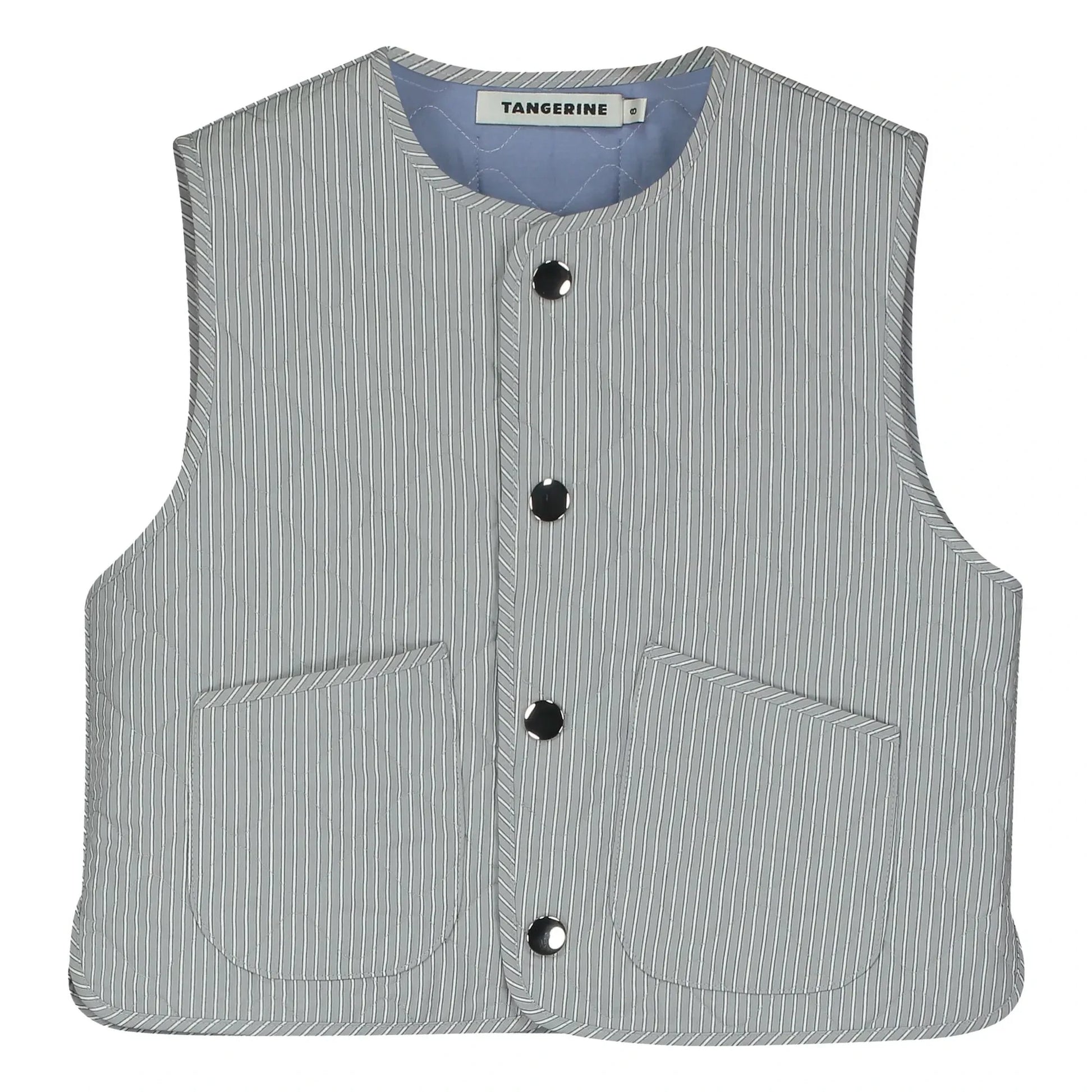 Tangerine - Striped Sleeveless Jacket | Light grey