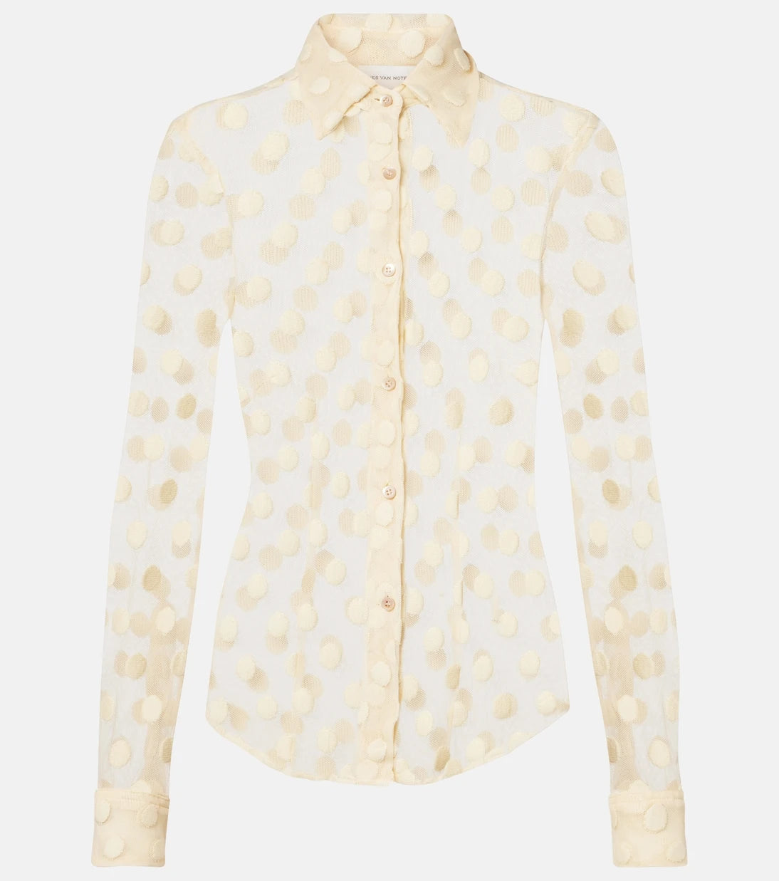 Dries Van Noten - Polka-dot cotton-blend mesh shirt