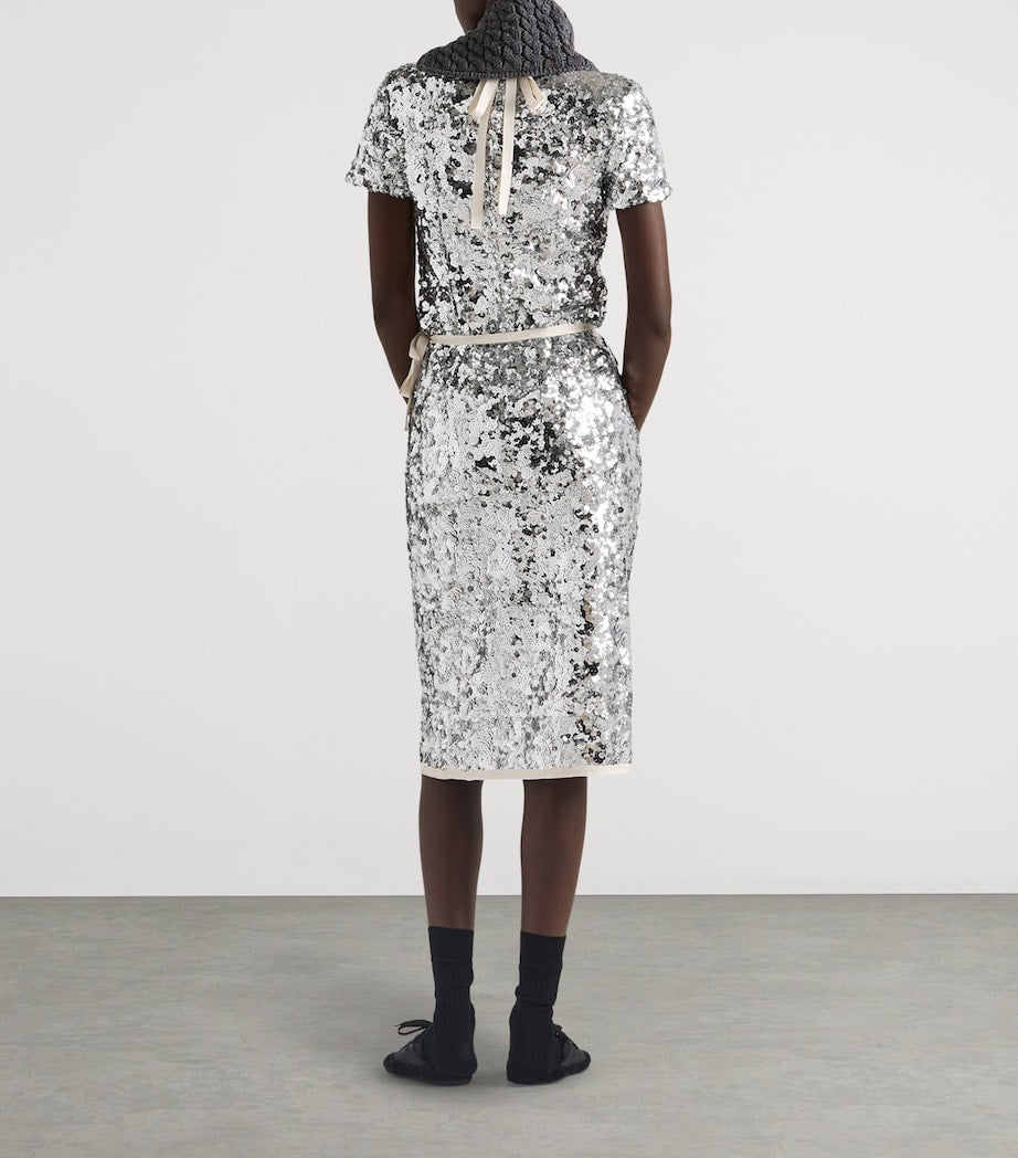 Metallic Embroidered Sequin Skirt