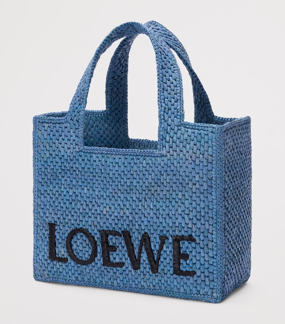 LOEWE Blue x Paula's Ibiza Small Raffia Font Tote Bag