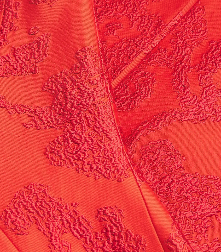 Emilia Wickstead Red Boucle Floral Labrina Midi Dress