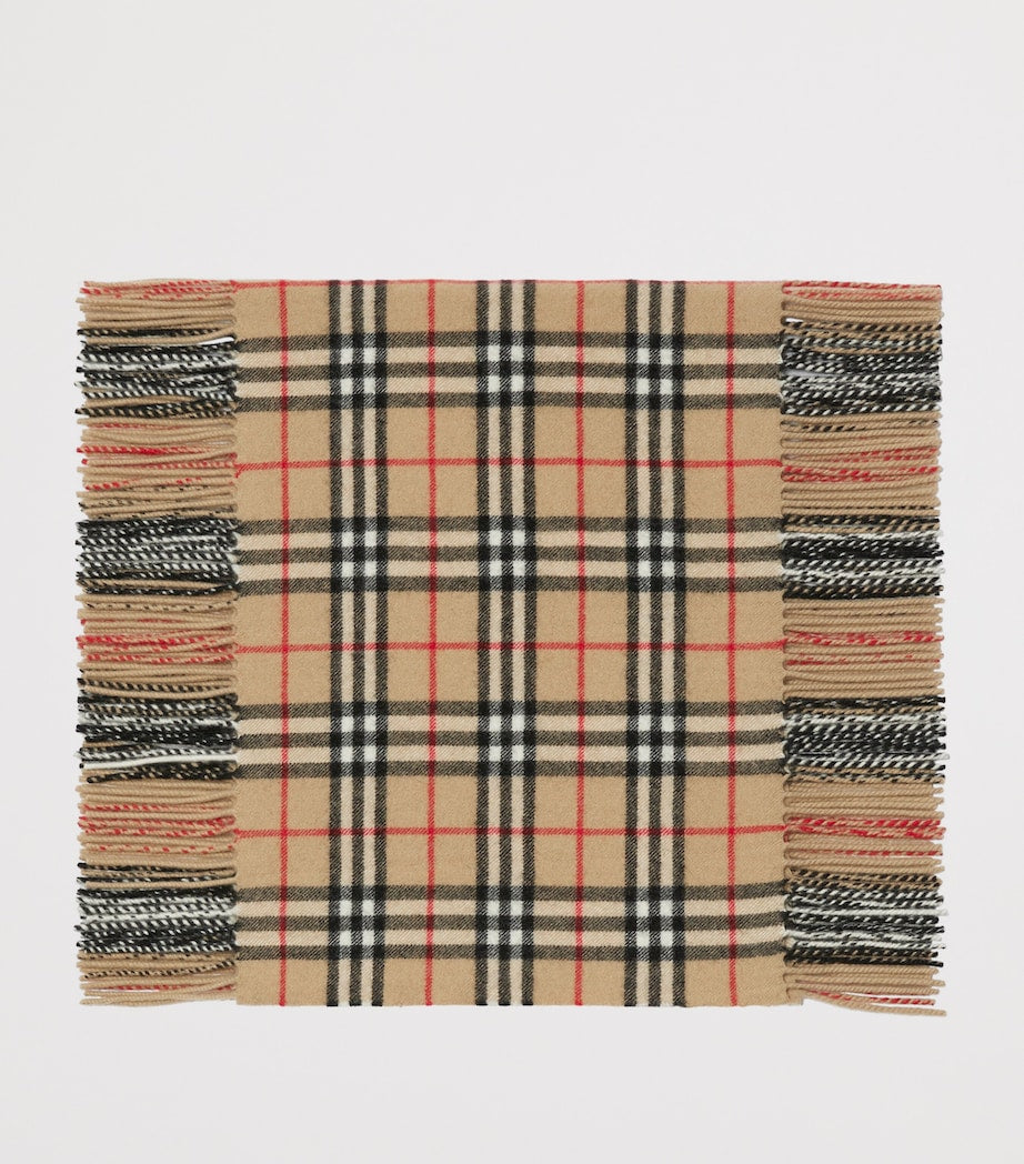 Burberry Beige Cashmere Check Happy Scarf